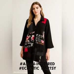 Parsley & Sage Small Patchwork Boho Artwear Tunic Jacket Cotton